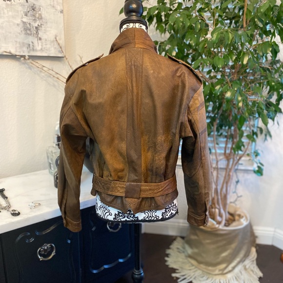 BB Dakota Leather Belted Moto Jacket - Picture 13 of 16